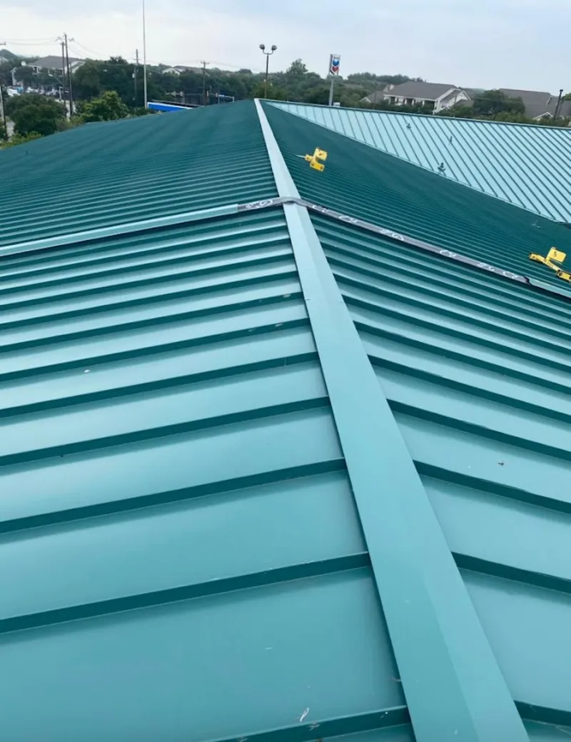 Green commercial metal roof ridge and valley for Metal Roof Repair in Midwest City